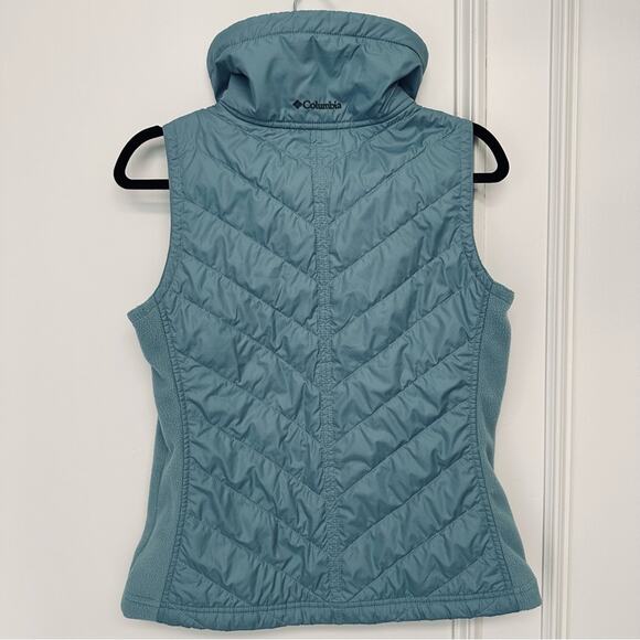Columbia Blue Insulated Down Jacket Vest Size S Fleece Quilted Full Zip Pockets - Picture 2 of 12